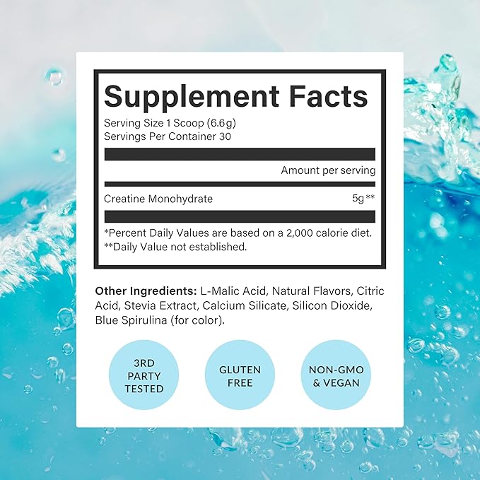 Beam Creatine Monohydrate Powder – 5g Micronized Creatine Monohydrate Flavored Creatine for Women &amp Men Muscle Strength Growth &amp Cognitive Support Blue Raspberry Flavor 30 Servings