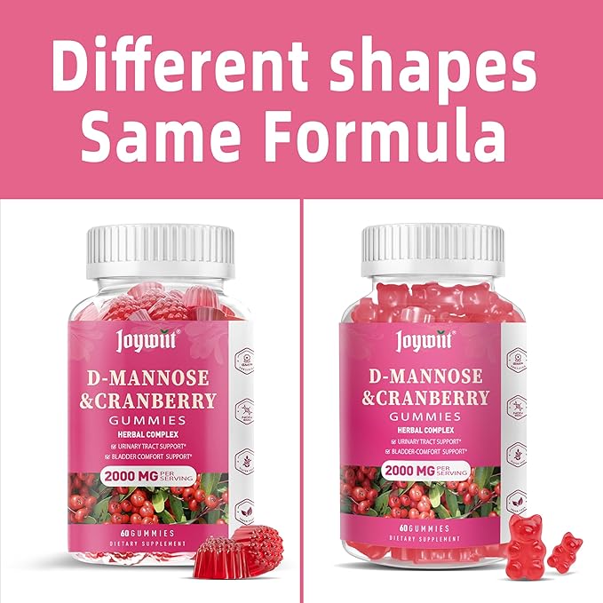 D-Mannose Gummies 2000mg with Cranberry 500mg &amp Hibiscus - D Mannose Chewable Supplements for Women - Liver Bladder Flush &amp Urinary Tract Cleanse Health Supplement - 120 Count