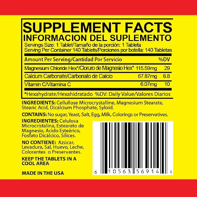 Magnesium Chloride - 140 Tablets (Cloruro de Magnesio)
