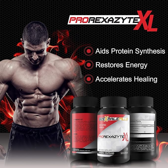 Pro Rexazyte XL - Max Vaso-Capillary Expanding Compound - L-Arginine Enlargement Formula for Improved Blood Flow and Vein Expansion - Pro XL Rexazyte Pills for Improved Circulatory Function