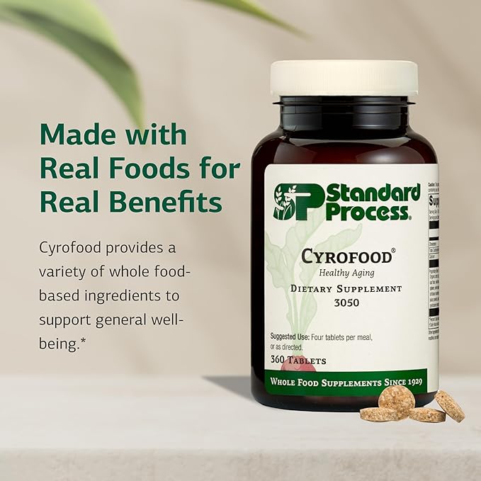Standard Process Cyrofood - Healthy Aging Support Supplement - Nutritional Supplement with Bovine Adrenal Reishi Mushroom Powder Organic Carrot &amp More - Whole Food-Based Supplement - 360 Tablets
