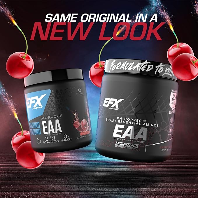 EFX Sports Training Ground EAA | Essential Amino Acids Supplement | Energy &amp Protein Synthesis | Pre Intra or Post Workout | 30 Servings (Cherry Bomb)