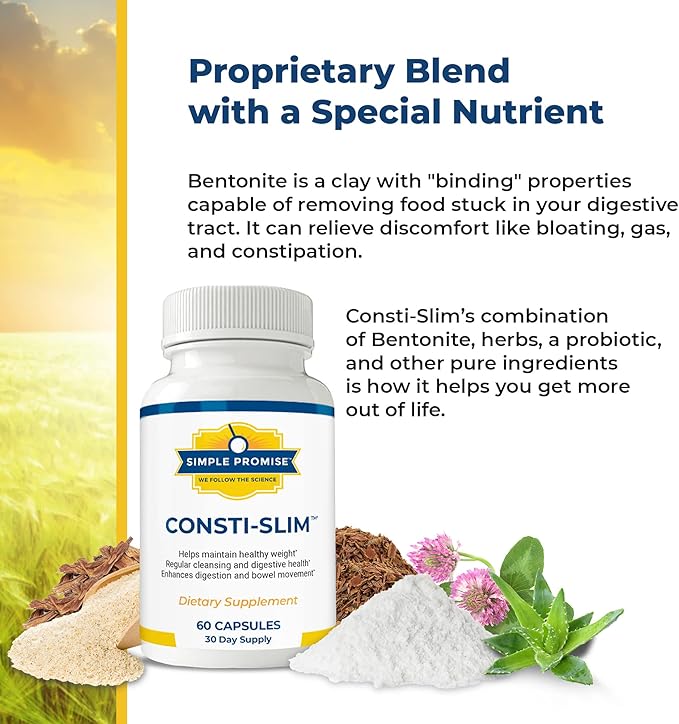 Simple Promise - Consti-Slim - Natural Digestive Health and Wellness Support – Promotes Healthy Enzyme Activity 60 Capsules