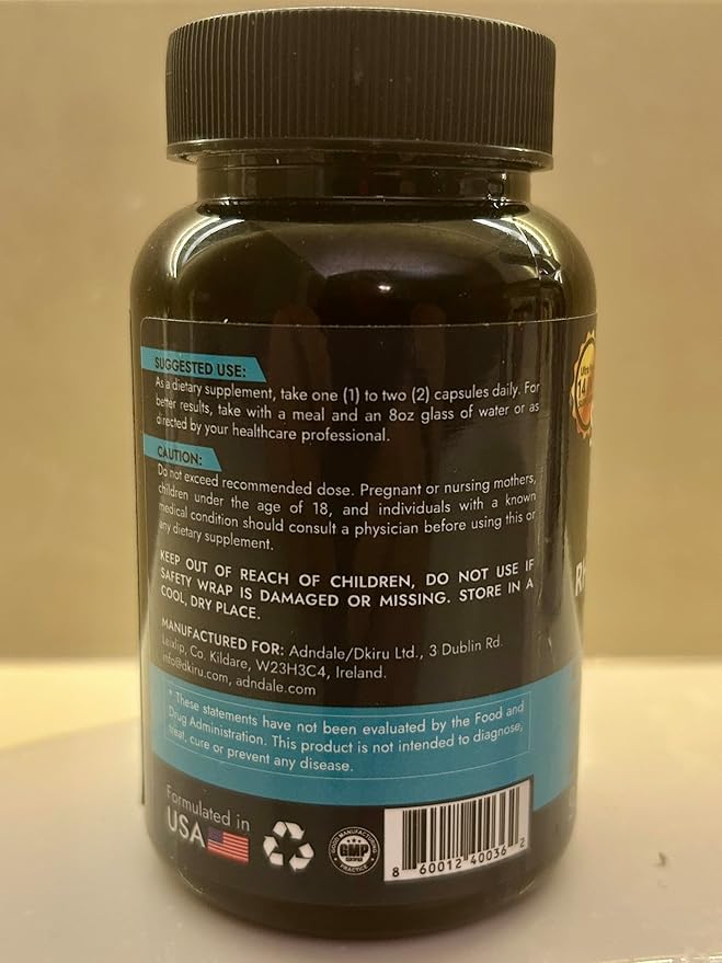Adndale SeaMoss Shilajit Combo - Sea Moss and Shilajit Bundle with Lion's Mane CoQ10 Rhodiola Rosea Capsules - 90 Count