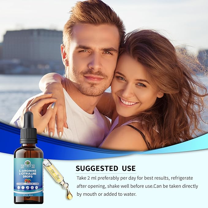 L-Arginine L-Citrulline Drops Liquid L-Arginine for Men with Boron and Zinc High Absorption L-Arginine L-Citrulline Supplements Sublingual Liquid L-Arginine 1000 mgVegan Non GMO 60ml