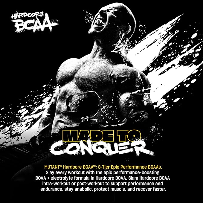 Mutant Hardcore BCAA - Pre Intra or Post Workout – BCAA Next Level branched-Chain Amino Acids Supplement – Hydration + Recovery - 30 Serving - Blue Raspberry