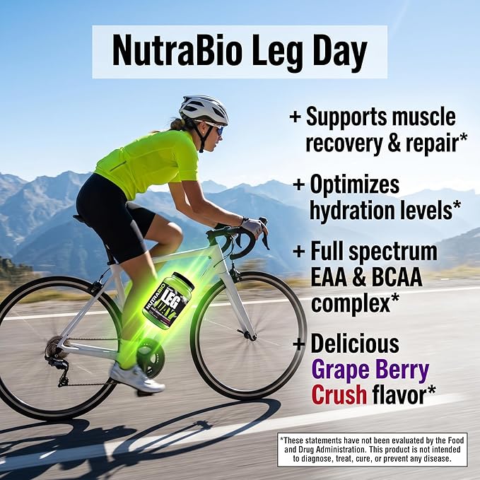 NutraBio Leg Day Intra Workout Powder – Advanced Carb Supplement with Cluster Dextrin &amp Electrolytes – Carb Powder with EAAs/BCAAs – Cyclic Dextrin for Performance – Grape Berry 20 Servings