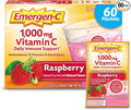 Emergen-C 1000mg Vitamin C Powder with Antioxidants B Vitamins and Electrolytes Vitamin C Supplements for Immune Support Caffeine Free Drink Mix Raspberry Flavor - 60 Count/2 Month Supply
