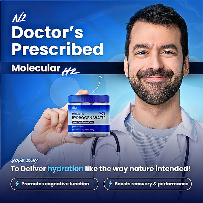 PHM Hydrogen Water Tablets for Drinking Water - H2 Molecular Tabs | Magnesium Pills Electrolytes Hydration Supplement to Support Healthy Aging &amp Energy Boost | 90 Tablets 3 Months Supply