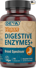 Deva Vegan Vitamins Digestive Enzymes Plus Supplement - A Unique Blend of Enzymes &amp Herbs - 90 Capsules 1-Pack