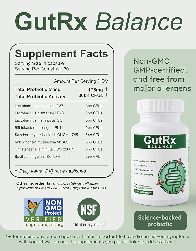 Balance – Probiotics for Women &amp Men with Akkermansia Probiotic &amp Christensenella GLP-1 Alternative for Gut Health with Lactobacillus Plantarum Gluten Free Delayed-Release 30 ct