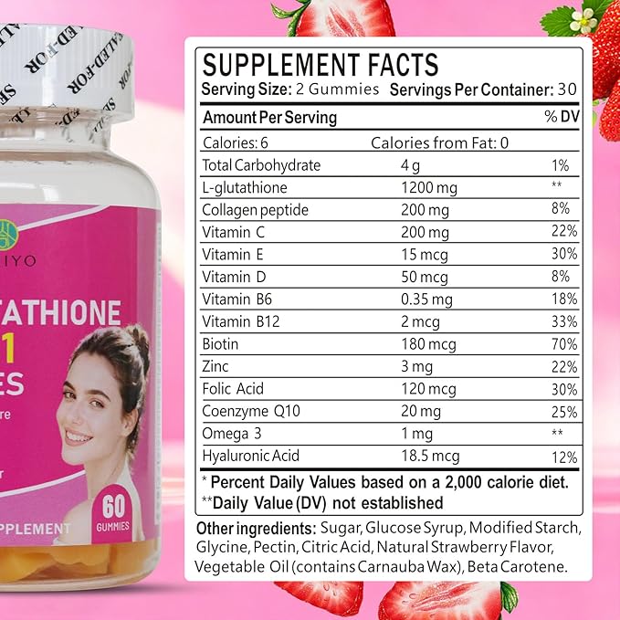 AIHIYO L-Glutathione 13 in 1 Gummies - Powerful Antioxidant &amp Cellular Support Supplement with 13 Essential Nutrients for Men &amp Women 60 Count