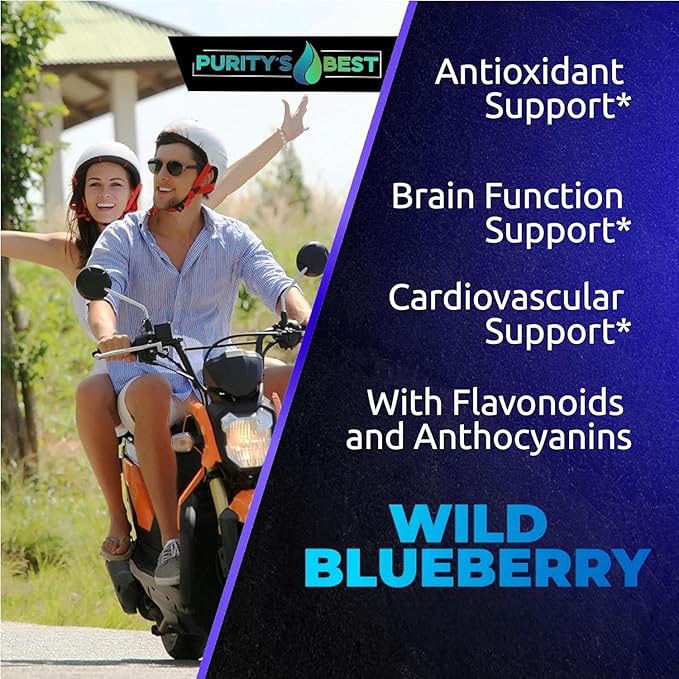 Purity’s Best Wild Blueberry Extract Rich in Flavonoids &amp Anthocyanins Antioxidant Support for Brain &amp Heart Health 4-Month Supply Non-GMO 120 Vegan Capsules
