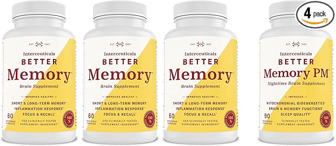 Better Memory Combo Kit - 3 Better Memory and 1 Better Memory PM - High Absorption Turmeric Extract* (4 Bottles Total)