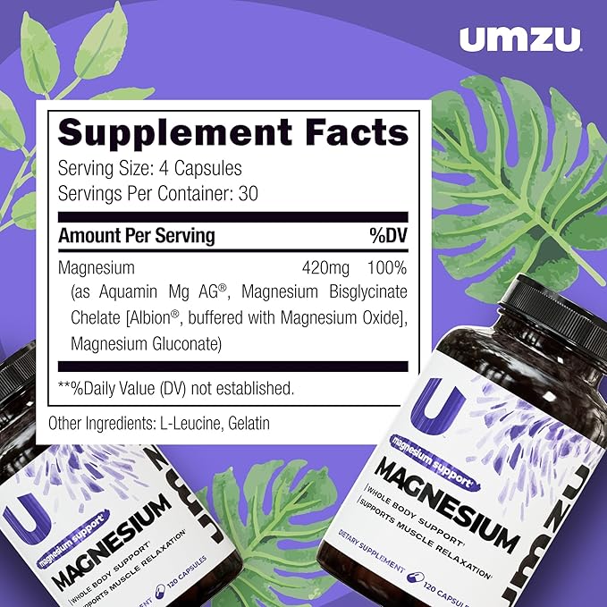 UMZU Daily Magnesium 30 Day Supply – Advanced Bioavailable Magnesium Complex with 3 Highly Absorbable Forms – Naturally Supports Energy Metabolism Muscle Relaxation Calmness &amp Overall Wellness