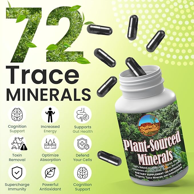 Fulvic Humic Mineral Blend of Plant-Sourced Trace Minerals Electrolytes Gut Health Cognitive &amp Immune Support Pure Vitality Formula for Strength - 120 Capsules