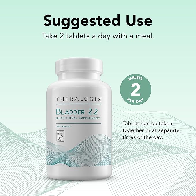 Theralogix Bladder 2.2 Multivitamin &amp Multimineral Supplement - 90-Day Supply - Bladder Support Supplement for Men &amp Women - Vitamins A C D E Zinc &amp More - NSF Certified - 180 Tablets