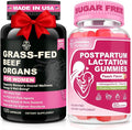 Liposomal Lactation Supplement Gummies for Nursing Moms Beef Organ Supplement for Women Bundle | Lactation Support Gummies &amp Grass Fed Beef Liver Kidney Uterus Ovary Capsules