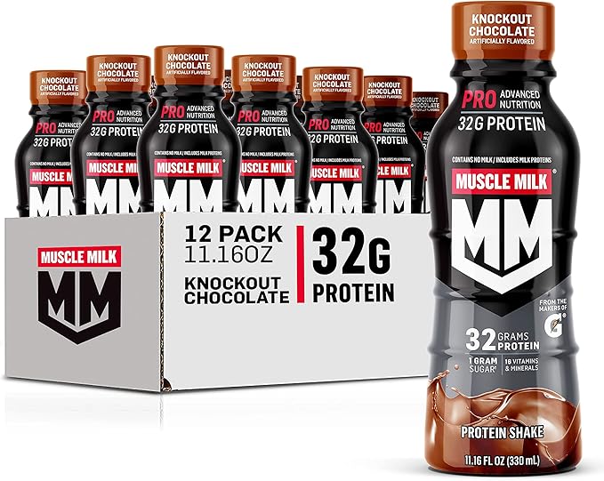 C4 Ripped Sport Pre Workout Powder Arctic Snow Cone &amp Muscle Milk Pro Advanced Nutrition Protein Shake Knockout Chocolate 11.16 Fl Oz (Pack of 12)