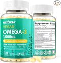 2 Pack Vegan Omega 3 D3 K2 CoQ10 Supplement Plant Based DHA EPA ALA for Women Men Omega 3 Organic Algae Flaxseed Oil Supplement for Bone Brain Eye &amp Immune Support No Carrageenan 240 Softgel