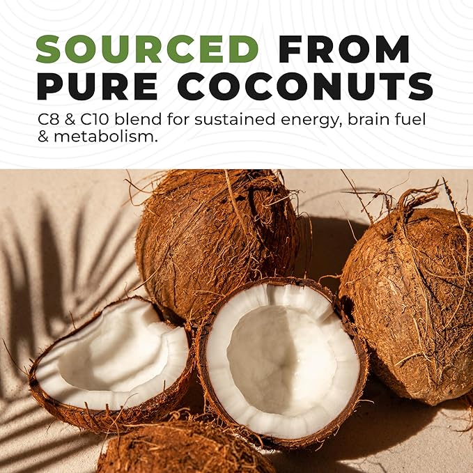 100% Coconut MCT Oil Liquid - MCT Oil C8 C10 for Sustained Mental Energy &amp Focus Support Great for Smoothies Salads Coffee &amp More - Palm Free Vegan Keto &amp Paleo Friendly 60+ Servings (32 F
