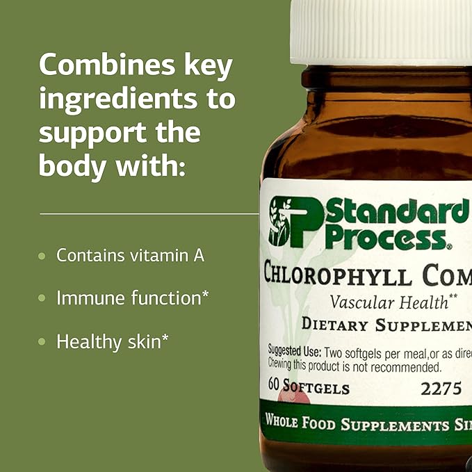 Standard Process Chlorophyll Complex - Supports Natural Detoxification Functions - Supports Skin &amp Immune Health - Gluten-Free Non-Dairy &amp Non-Soy - 60 Softgels (30 Servings)