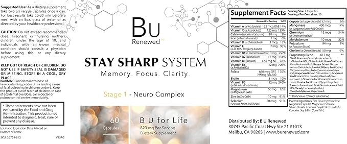 Stay Sharp System Supplements – Nootropic Supplement for Focus Clarity &amp Cognitive Support Support Memory Wellness for Mental Performance