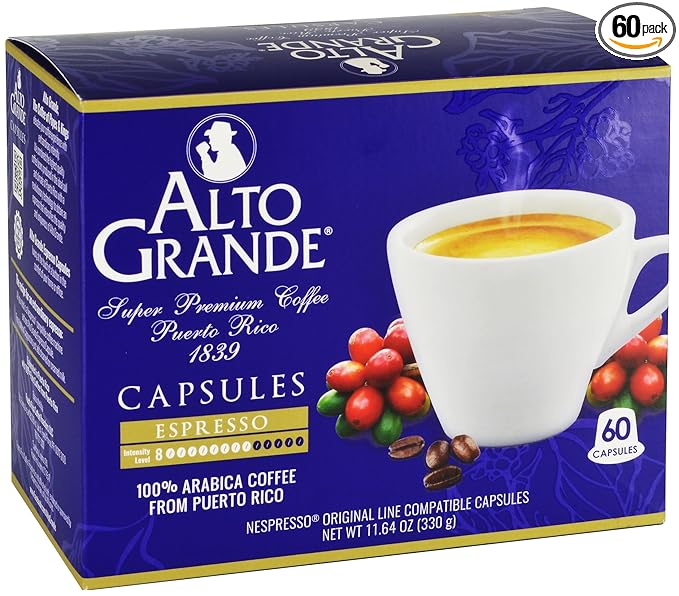 Alto Grande Arabica Coffee Espresso Single-Serve Capsules for Nespresso Original Brewers 60 Count