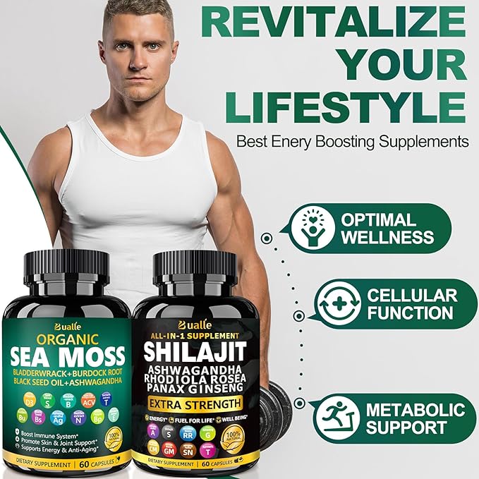 Pure Himalayan Organic - Shilajit Capsules - Premium Shilajit for Men - with Ashwagandha Ginseng and More Fulvic Acid for Men/Women - 120 Capsules