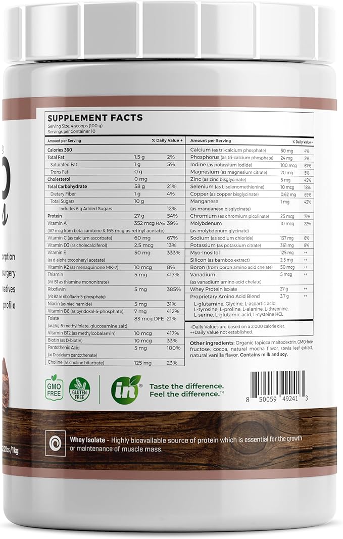 Isolate Protein - Diet Supplement for Improved Gut Health Extra Nutritional Support Non-GMO Gluten-Free Lactose-Free Casein-Free (2.2 Lbs Mocha Grande)
