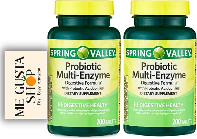 Spring Valley Probiotic Multi-Enzyme Digestive Formula Tablets Pack of 2 200 ct 400 Total Including Pill Organizer