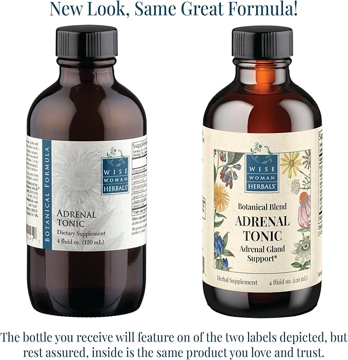 Wise Woman Herbals Adrenal Tonic Liquid Extract Herbal Adaptogen Blend with Eleuthero Ashwagandha &amp Licorice Supports Healthy Adrenal Function Energy Stamina Stress &amp Focus Non-GMO 4 F