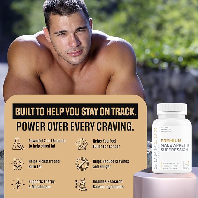 PREMIUM Male Appetite Suppressant - Weight Loss Pills Fat Burner for Men GLP-1 Pathway Support - Can Help Sustain Muscle While Burning Fat - Powerful Fat Burning Assistance- 60 Capusles
