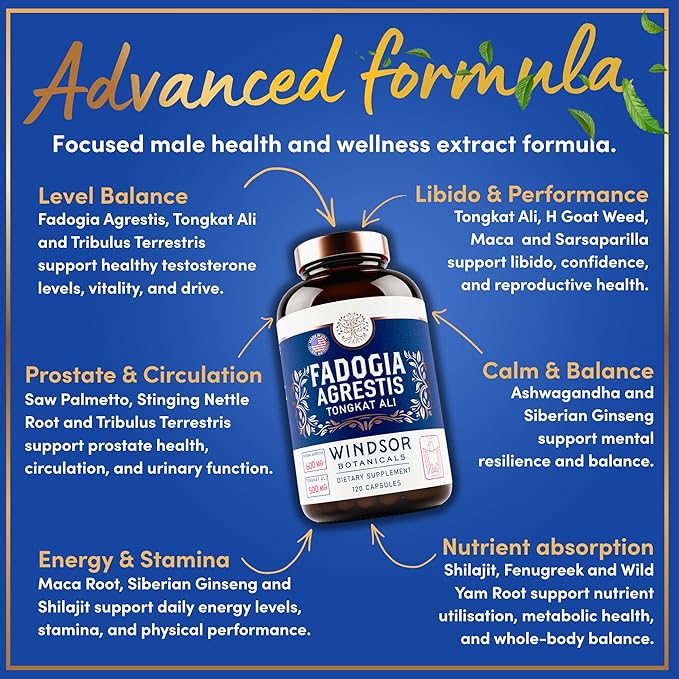 Fadogia Agrestis and Tongkat Ali Supplement - Fadogia Agrestis 600mg 500mg Longjack Tongkat Ali for Men Maca Root Fenugreek Ashwagandha Saw Palmetto to Support Energy Stamina Vitality - 120Caps
