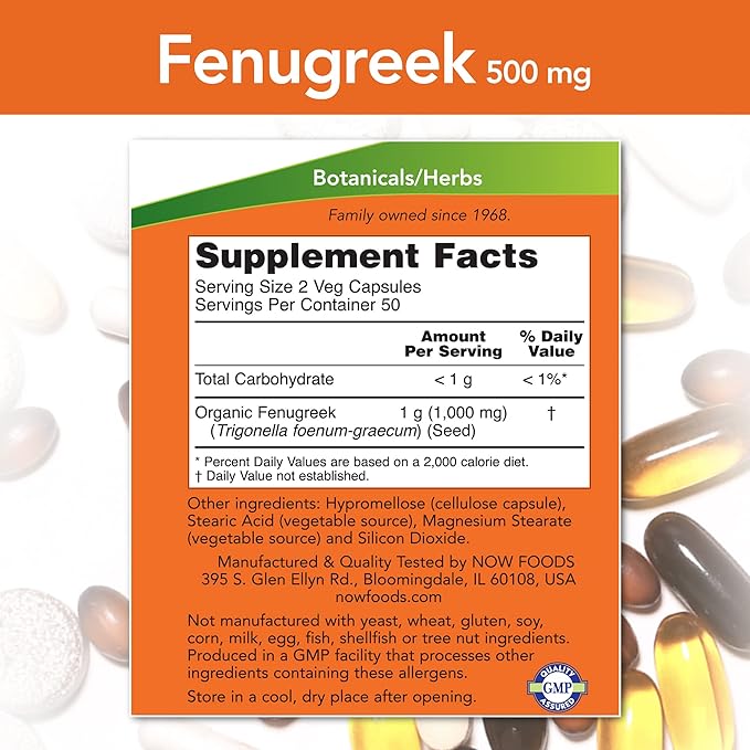 NOW Foods Fenugreek 500 mg Caps 2 pk