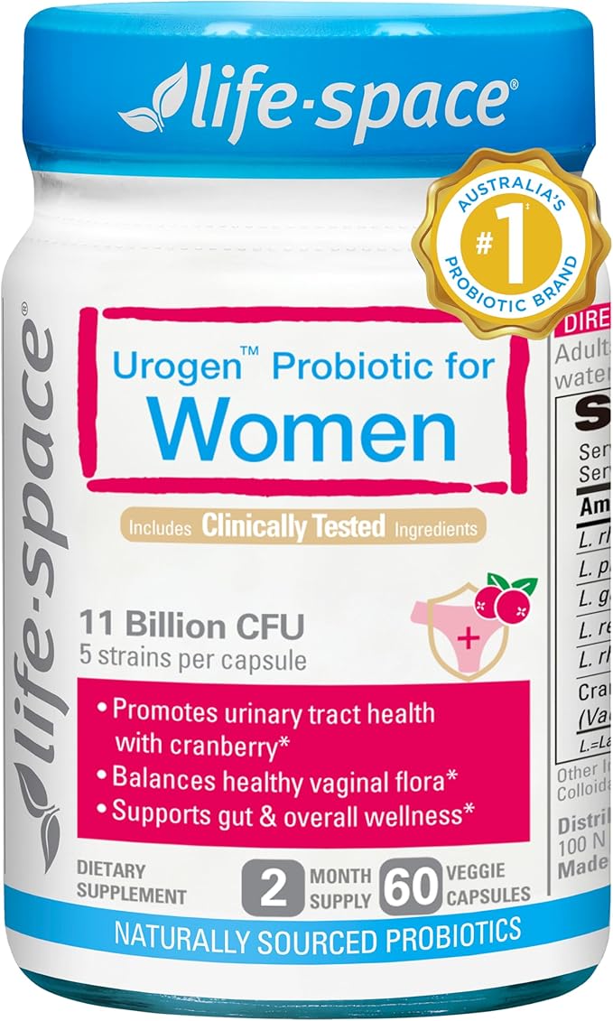 Life-Space Urogen Probiotics for Women Probiotics+Cranberry 2 Month Serving Women's Probiotic for PH Balance Urinary Tract Digestive &amp Immune Health Lactobacillus reuteri Non-GMO 60 Ct