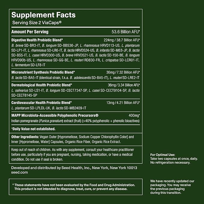 Seed DS-01 Daily Synbiotic - Prebiotic and Probiotic for Women &amp Men - Digestive Health Gut Health Immune Support Bloating &amp Constipation Relief - Vegan &amp Shelf-Stable - 60-Day Refill (