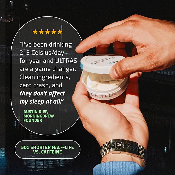 Ultra Focus Nootropic Pouches (Wintergreen 3 Cans) Nicotine-Free Caffeine-Free Enfinity Paraxanthine Vitamin B6 + B12 L-Theanine Alpha-GPC Ginseng Plant-Based Energy Pouches