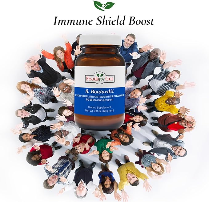 Foods For Gut Saccharomyces Boulardii Probiotic Powder 20 Billion cfu's | No Additives | Digestive &amp Immune Support | High Potency | S. Boulardii | 60 Grams (2.11 Oz)