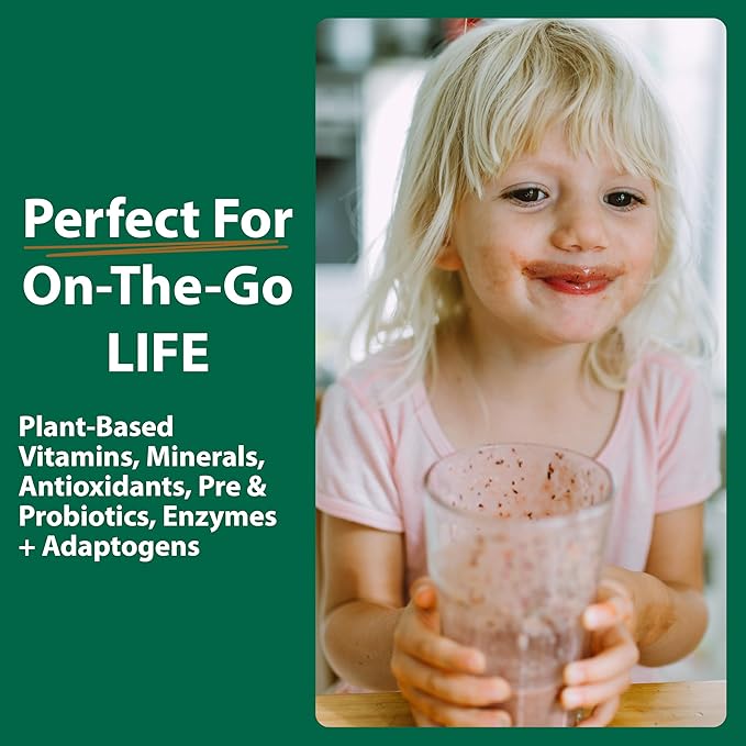 MacroLife Naturals MacroCoco Super Greens Drink Chocolate Powder Superfood for Kids &amp Teens - Whole Food Fruit &amp Vegetable Multi-Vitamins Probiotics Digestive Enzymes &amp Fiber Supplement -