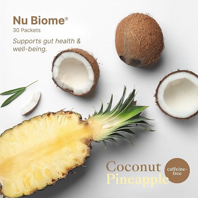Nu Skin Pharmanex Nu Biome | Gut &amp Immune Health Supplement | Supports Digestive Balance &amp Healthy Gut | Prebiotic &amp Antioxidant Formula | 30 Packets | Coconut Pineapple Caffeine-Free