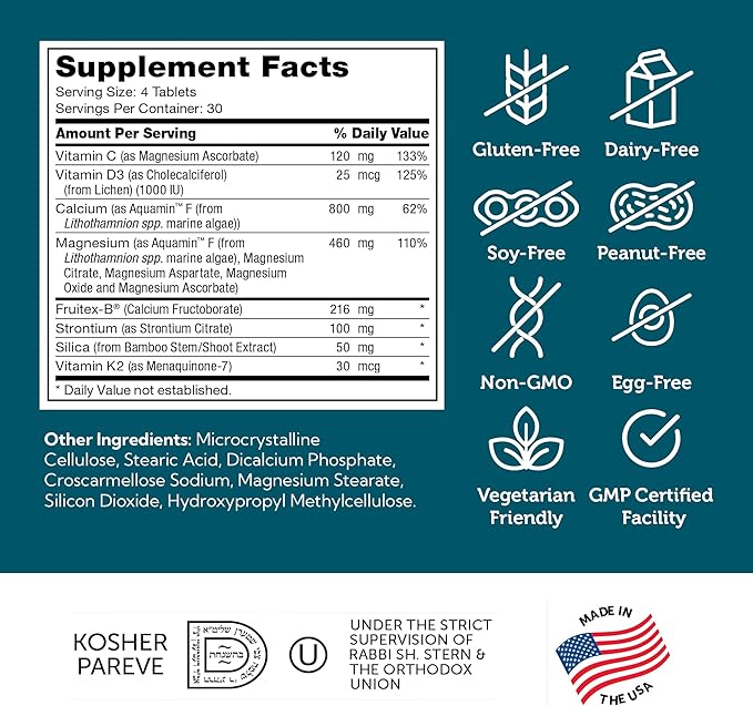 Zahler Bonefactor Bone Strength Supplement containing Calcium Vitamin D Vitamin K and Magnesium Certified Kosher 120 Tablets