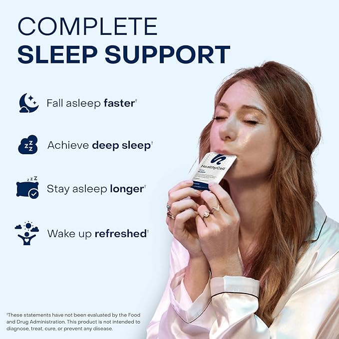 Healthycell REM Sleep Aid Supplement for Adults - Liquid Gel Extra Strength Sleep Supplement with Melatonin Magnesium L-Theanine GABA &amp Natural Calming Herbs - 30 Gel Packs Cherry Flavored