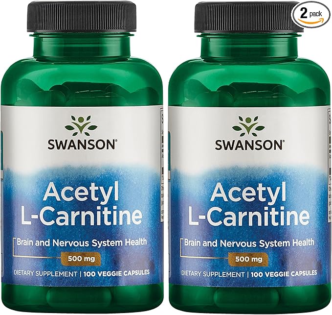 Swanson Acetyl-L-Carnitine - Amino Acid Supplement Promoting Cognitive Health &amp Muscle Support - Natural Formula May Promote Nervous System Health - (100 Veggie Capsules) (2 Pack)