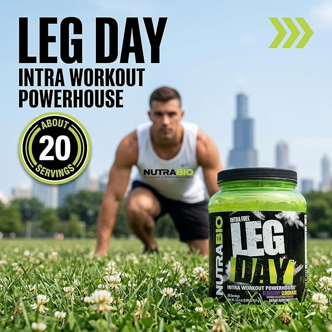 NutraBio Leg Day Intra Workout Powder – Advanced Carb Supplement with Cluster Dextrin &amp Electrolytes – Carb Powder with EAAs/BCAAs – Cyclic Dextrin for Performance – Blueberry Lemonade 20 Serving