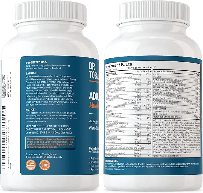 Dr. Tobias Fat Burner Nightly &amp Adult Multivitamin Supports Energy Immunity &amp Metabolism with Ashwagandha. 42 Fruits &amp Vegetables with Probiotics Green Coffee Bean Extract Non-GMO 30 D