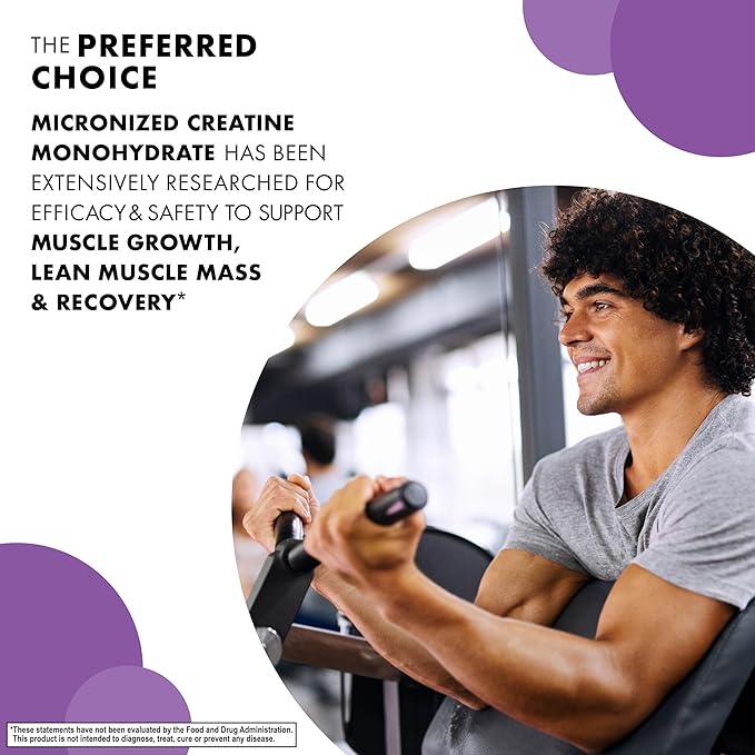 BlueBonnet Nutrition Micronized Creatine Monohydrate 5 g – Supports Lean Muscle Mass* - Non-GMO Vegan Kosher Certified Gluten-Free Soy-Free Milk-Free – Unflavored 10.58 OZ 60 Servings