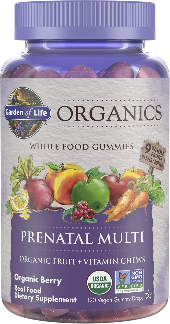 Garden of Life Organics Prenatal Gummies – Prenatal Vitamins for Women with Energy Metabolism Support &amp Healthy Fetal Development Support Berry Flavor USDA Organic Vegan 30 Day Supply
