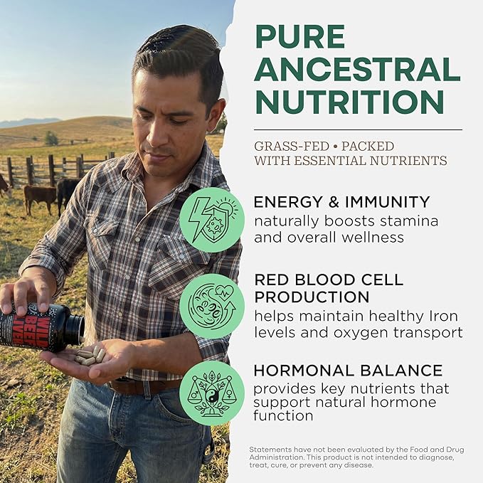 Wild Foods Beef Liver Capsules - Grass-Fed &amp Pasture-Raised | 3000mg Ancestral Supplement for Natural Energy &amp Immune Support | Organ Supplement for Men &amp Women | Keto Paleo Carnivore (1