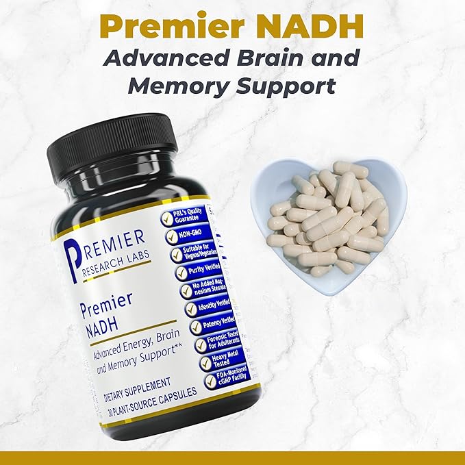 Premier Research Labs NADH - NADH Supplement NAD Supplement for Men &amp Women Nicotinamide Adenine Dinucleotide Cell Regenerator Respiratory Support - 30 Vegetarian Capsules